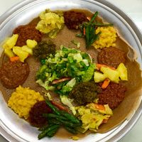 veggie platter-totally vegan.  at Tana Ethiopian Restaurant and Market in Anaheim