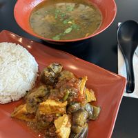 ChingPongHin Soup & Epplant/Tofu curryy  at Yoma Burmese Restaurant in Allston