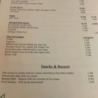 drinks and dessert menu in English  at Loving Hut in Hamburg