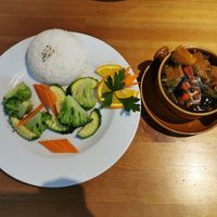 Fish stew at Loving Hut in Hamburg