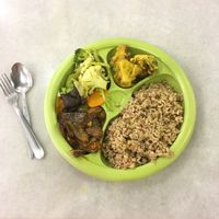 brown rice and veggies (from the mixed rice selection) at Veggie Time in Kota Kinabalu
