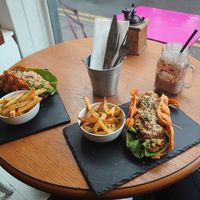 Satay Seitan Bubble Wrap and Chips at Seaside Kitchen in Margate