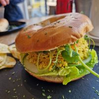 Tofu scramble bagel at Seaside Kitchen in Margate