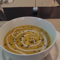 Soup pumpkin and zuchinni cream at 2Y Restaurante in Barcelona