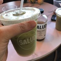 Matcha coconut sparkling drink.   So different and good!  at Salud Juice - 4th St in Long Beach