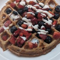 Berry waffles with coconut cream at Fruitive - Palmer Alley in Washington
