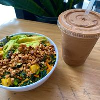 Hail to the Kale salad with Coffee Date drink. at Fruitive - Palmer Alley in Washington