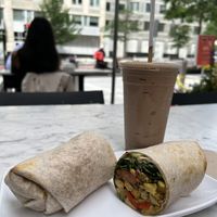 Tofu scramble wrap and coffee date smoothie   at Fruitive - Palmer Alley in Washington