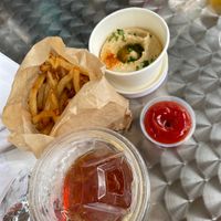 Fries, hummus, iced tea ❣️ at B52 Cafe in Pittsburgh