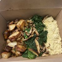Tofu scramble and potatoes to-go at B52 Cafe in Pittsburgh