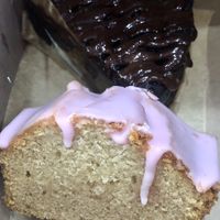 Chocolate cake for him, lemon cake for her.  at Erin McKenna's Bakery in New York City