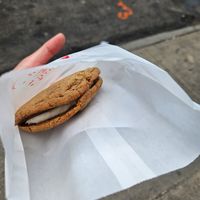 Cookie sandwich $10 for one at Erin McKenna's Bakery in New York City