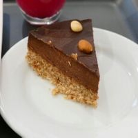 Almond chocolate cake at Veggie Nyers in Budapest