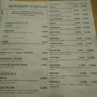 vegan menu at Mano a Mano in Murcia