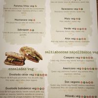 Carta vegana at Mano a Mano in Murcia