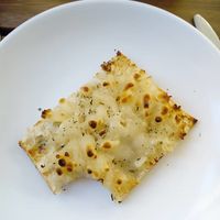 Vegan garlic and cheese bread. Wonderful! at Mano a Mano in Murcia