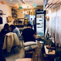 The small and cozy cafeteria  at Cupcakes and Shhht in East London