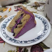 Blueberry cake. The gorgeous icing really pops. at The Butterwood Bake Consortium in Pittsburgh