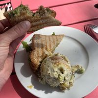 Tempeh Reuben with potato salad side   at Love Food Central in St Petersburg