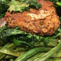 Vegan patty with charred green beans and kale at Little Beet - 18th St in Washington