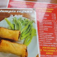 Some vegan options on the menu at Casa Ari in Gran Canaria