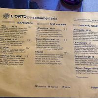 menu 1 at L'Orto Gia Salsamentario in Turin