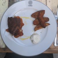 Second course : marinated seitan, potatoes and chive mayonnaise at L'Orto Gia Salsamentario in Turin