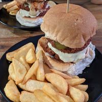Burgers with fries at Bonta Vera in Minmi
