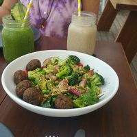 The Pea and broccoli protein bowl with hemp falafel. at Sanara  in Tulum