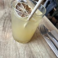 Lemon & ginger drink  at SUE in Rotterdam