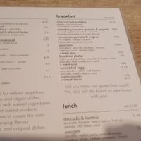 Menu at SUE in Rotterdam