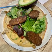 Socca with tempeh bacon added   at SUE in Rotterdam