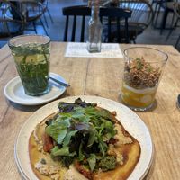 fresh mint tea 4€
carrotcake granola & yoghurt 10,50€
socca 14,50€  at SUE in Rotterdam