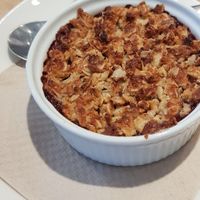 Rhubarb crumble at SUE in Rotterdam