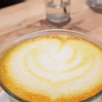Turmeric latte at SUE in Rotterdam