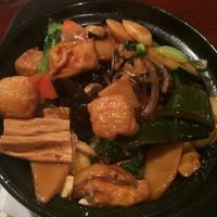 Lunch was delicious! I had the tofu and vegetable, listed on the menu as 'eggplant and vegetable' so confirm it when you order. It had bamboo, tofu, lotus, mushroom, seaweed, carrot, scallion and zucchini. Vegetable ho fun is vegetarian too.  at Kuki in Bethlehem