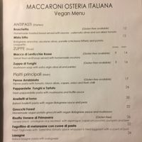 menu page 1 at Osteria Italiana in Clifton Hill