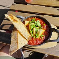 Vegan shakshuhka with tofu & sourdough bread at NOP in Tallinn