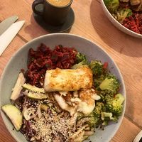 Halloumi with three salads   at The Natural Food Deli in Petersfield