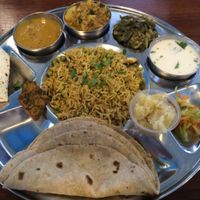 Full meal including mains, rice, Curry, Dhal, Sweet! a Must for those who want a taste of everything in one plate at Saattveek in Auckland