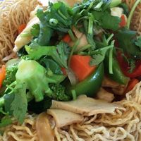 Crispy noodles and mixed vegetables at Nha Hang Chay Vegetarian Restaurant in Falls Church