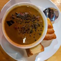 Coconut curry lentil soup at Reverie Cafe + Bar in Minneapolis