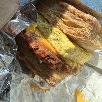 Biscuit sandwich with no garlic aioli   at Reverie Cafe + Bar in Minneapolis