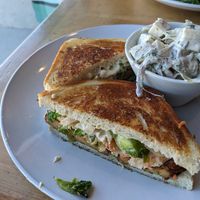 Grilled Kimcheese and potato salad at Reverie Cafe + Bar in Minneapolis