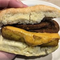 Sausage Biscuit Sandwich with Herbivorous Butcher Sausage at Reverie Cafe + Bar in Minneapolis
