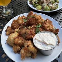 Cauliflower and Brussels - LOVED the cauliflower, not a fan of the Brussels   at Reverie Cafe + Bar in Minneapolis