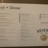 Menu at new location at Reverie Cafe + Bar in Minneapolis