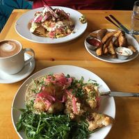 GF cauliflower tacos, potato wedges, nachos at Reverie Cafe + Bar in Minneapolis