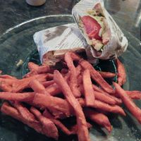 veggie sandwich with sweet potato fries at Bryggjan Brugghus in Reykjavik