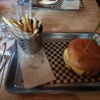 BBQ brisket burger with fries. at Lucky Pig - Paradise Palms in Edinburgh